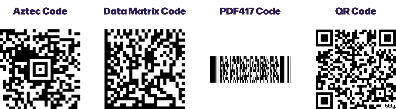 Four types of 2D barcodes